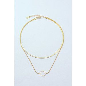Around the Clock Circle Pendant Double Layered Necklace